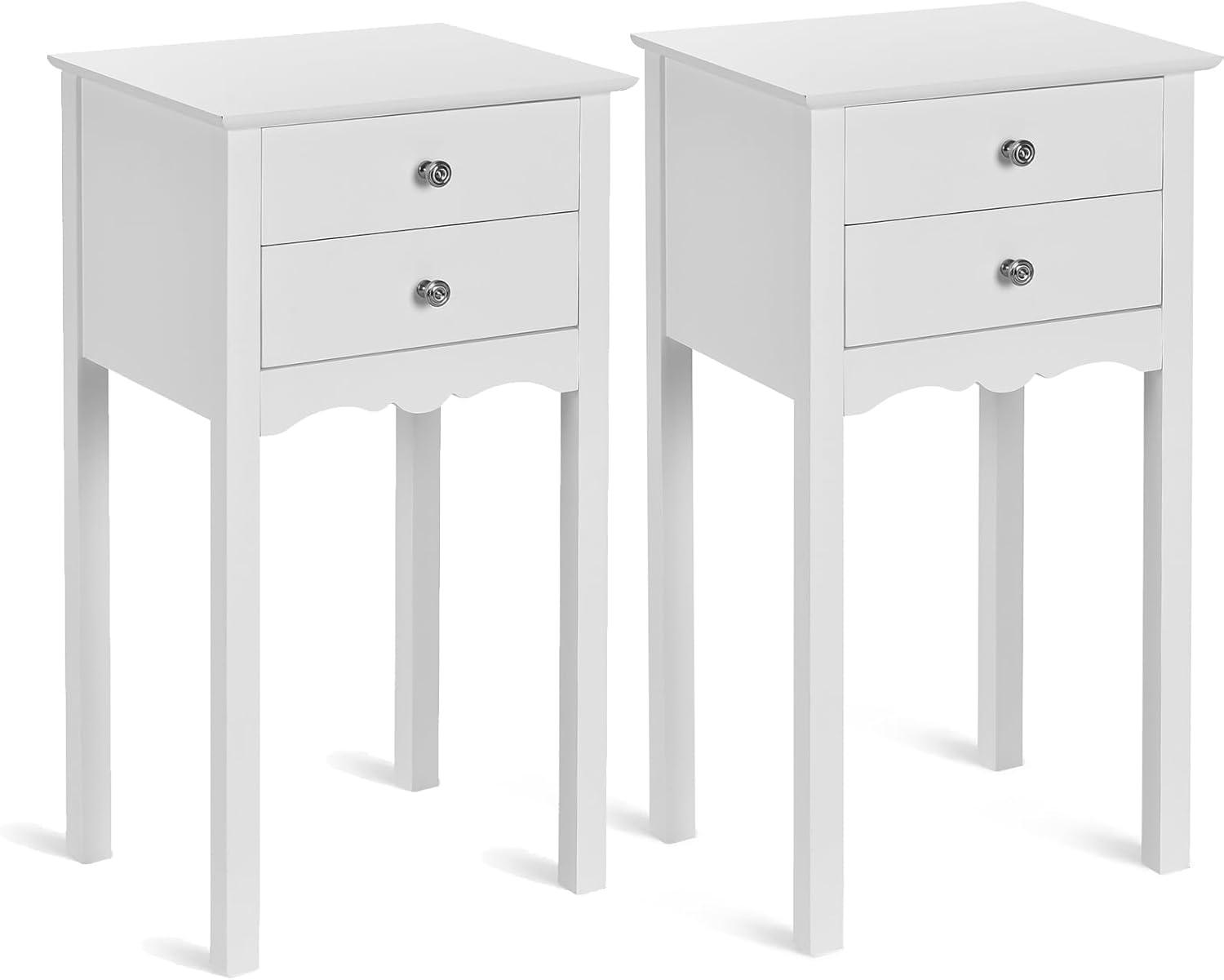 image:imageGiantex End Table w 2 Drawers Side Table Nightstand MultiPurpose Accent Table Living Room Bedroom Home Furniture 1 WhiteWhite