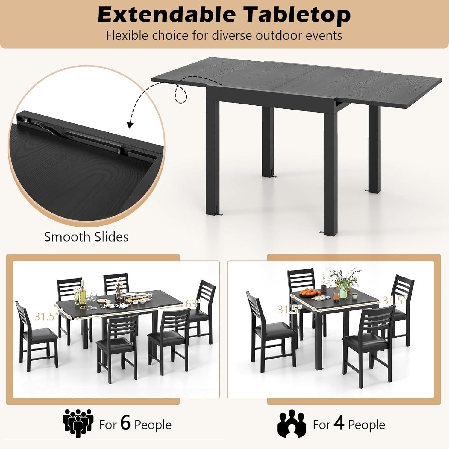 image:imageGiantex Expandable Aluminum Dining Table for 46 People 31563 Extendable Patio Table Adjustable Rectangular Bistro Table Outdoor Dining Furniture for Garden Deck amp Poolside