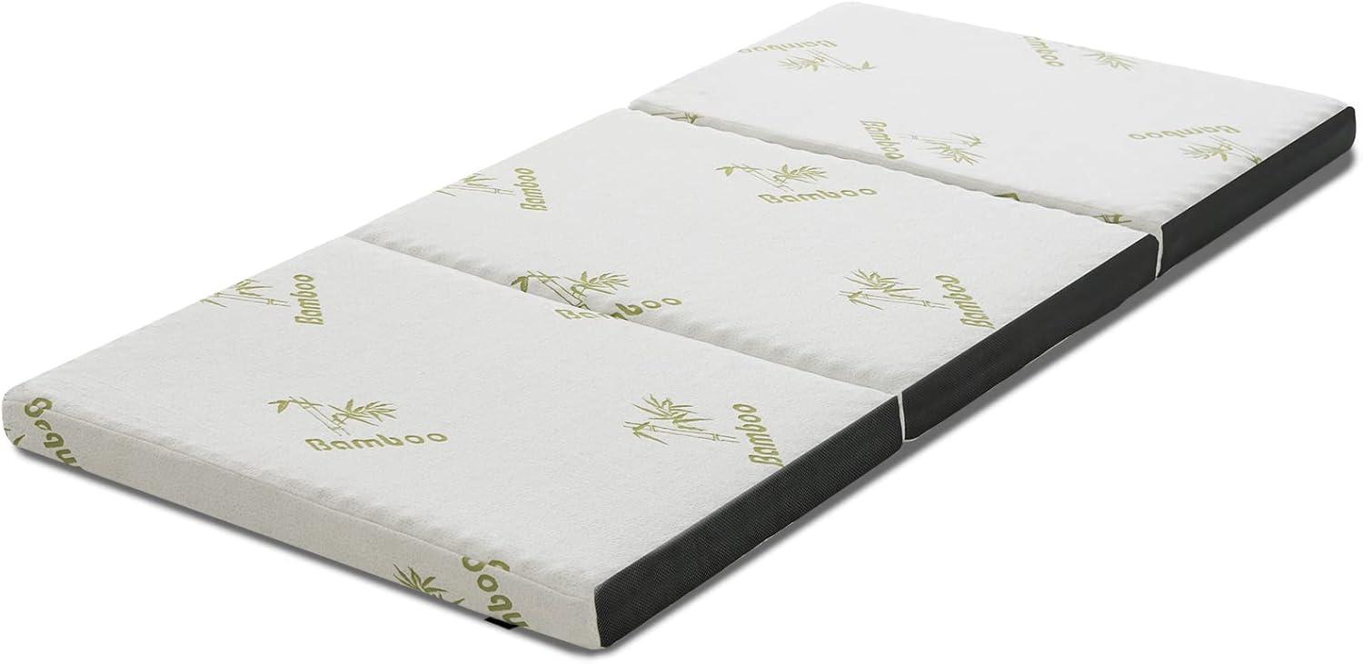 image:imageGiantex Folding Mattress Twin 3 Trifold Memory Foam Mattress Foldable Mattress Topper wSoft Knit Fabric Portable Mattress wCarrying Bag for RV Guest Bed CertiPURUS Certified Twin XLTwin XL