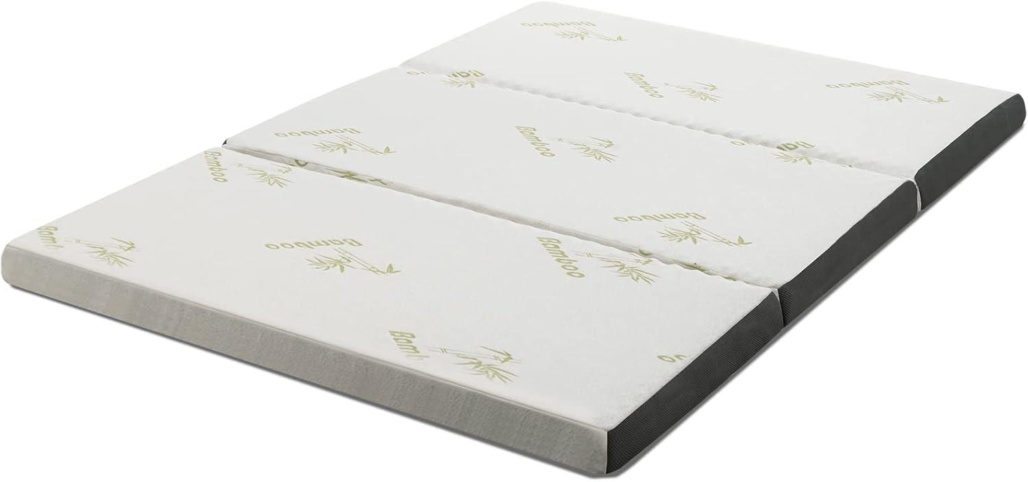 image:imageGiantex Folding Mattress Twin 3 Trifold Memory Foam Mattress Foldable Mattress Topper wSoft Knit Fabric Portable Mattress wCarrying Bag for RV Guest Bed CertiPURUS Certified Twin XLFull