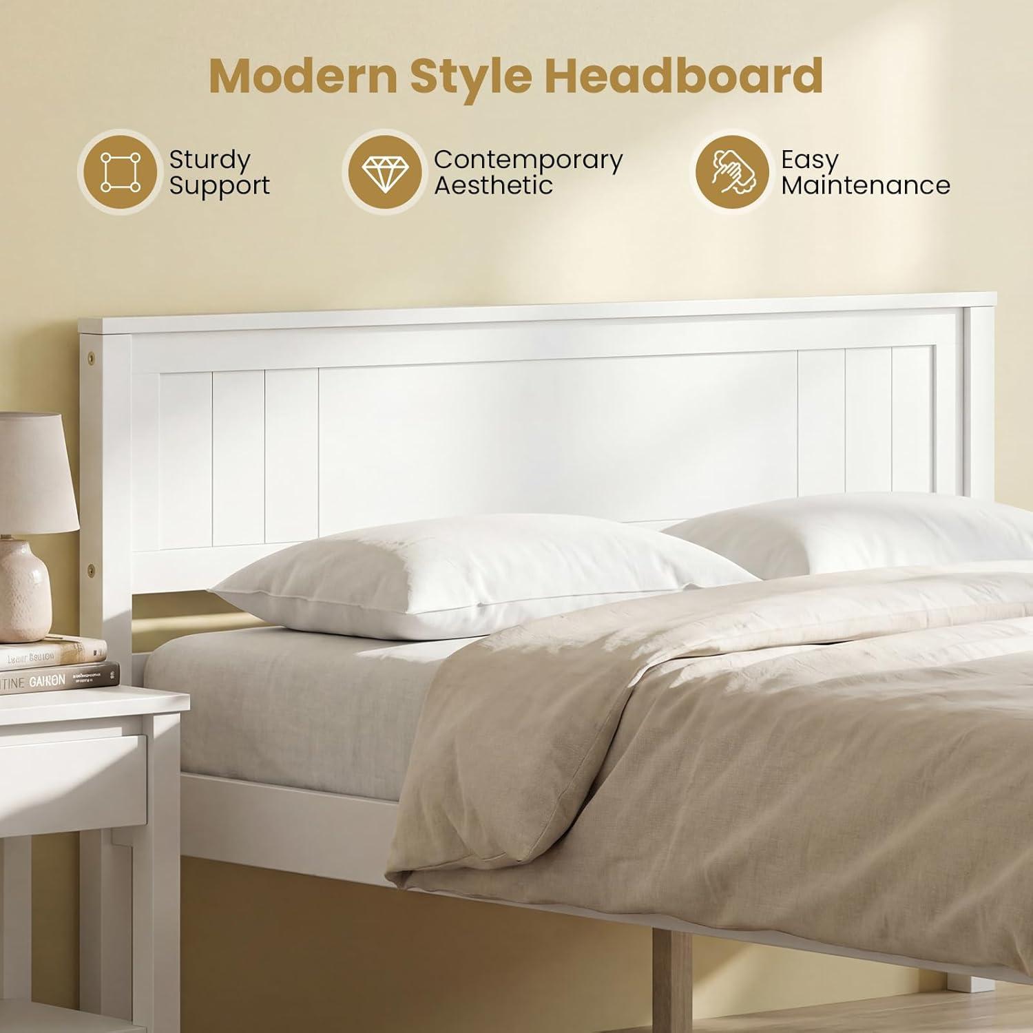 image:imageGiantex Full Size Wood Platform Bed with Headboard Mid Century Solid Wood Full Bed with Slat Support Double Bed Frame with 16 Under Bed Storage No Box Spring Needed Easy Assembly WalnutFull