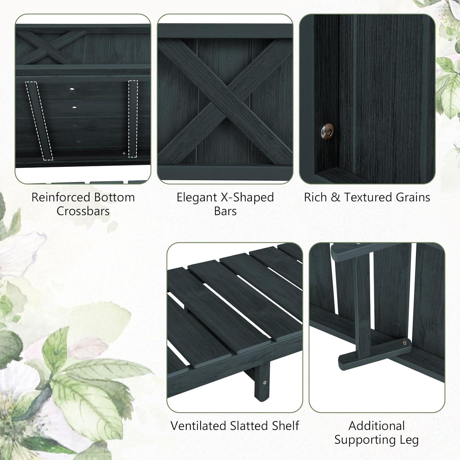 image:imageGiantex HIPS Raised Garden Bed Elevated Planter Box wLegs Storage Shelf Drainage Holes WeatherProof Standing Raised Beds for Backyard Porch Flower Herb Coffee 44 x 18 x 29Black
