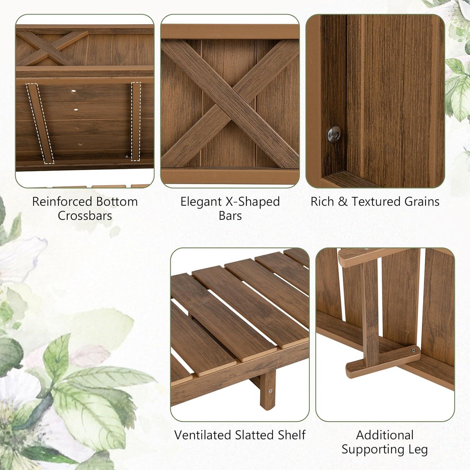 image:imageGiantex HIPS Raised Garden Bed Elevated Planter Box wLegs Storage Shelf Drainage Holes WeatherProof Standing Raised Beds for Backyard Porch Flower Herb Coffee 44 x 18 x 29Coffee