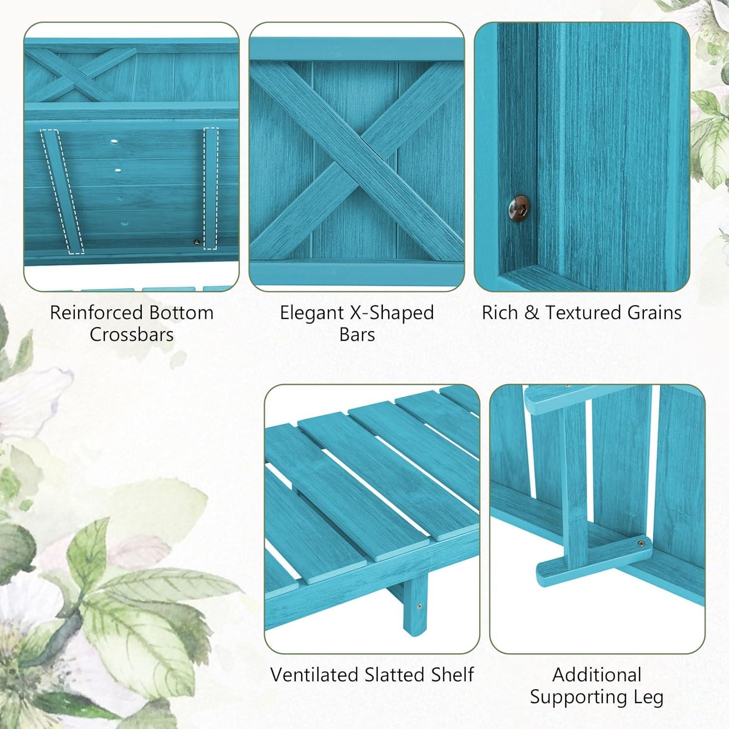 image:imageGiantex HIPS Raised Garden Bed Elevated Planter Box wLegs Storage Shelf Drainage Holes WeatherProof Standing Raised Beds for Backyard Porch Flower Herb Coffee 44 x 18 x 29Blue