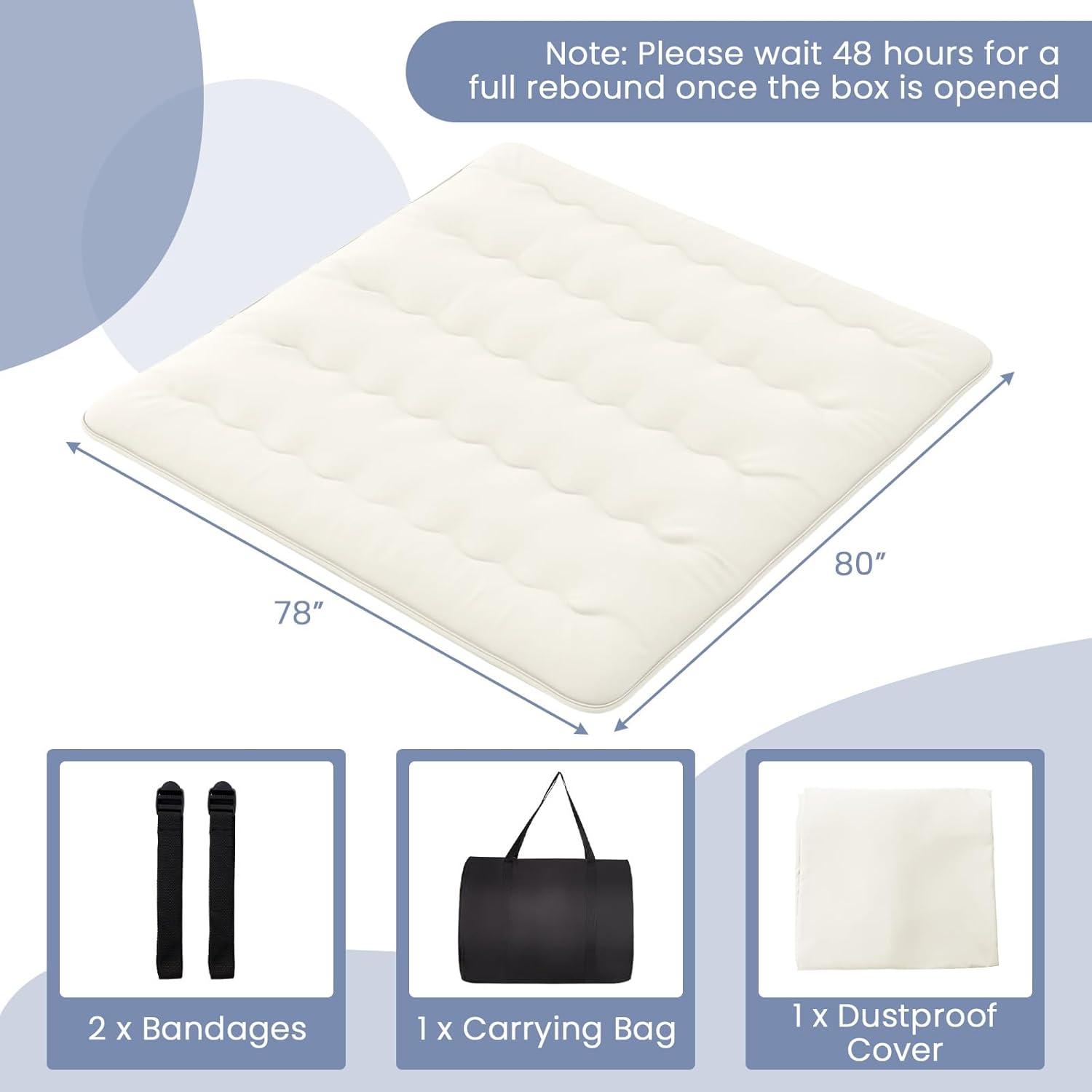 image:imageGiantex Japanese Floor Mattress 4 Inch Futon Mattress wWashable Cover amp Storage Bag Foldable Roll up Mattress Tatami Mat Portable Sleeping Pad for Camping Dormitory QueenBeige