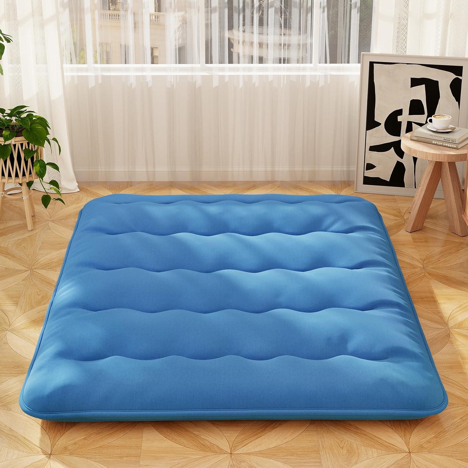 image:imageGiantex Japanese Floor Mattress 4 Inch Futon Mattress wWashable Cover amp Storage Bag Foldable Roll up Mattress Tatami Mat Portable Sleeping Pad for Camping Dormitory QueenNavy