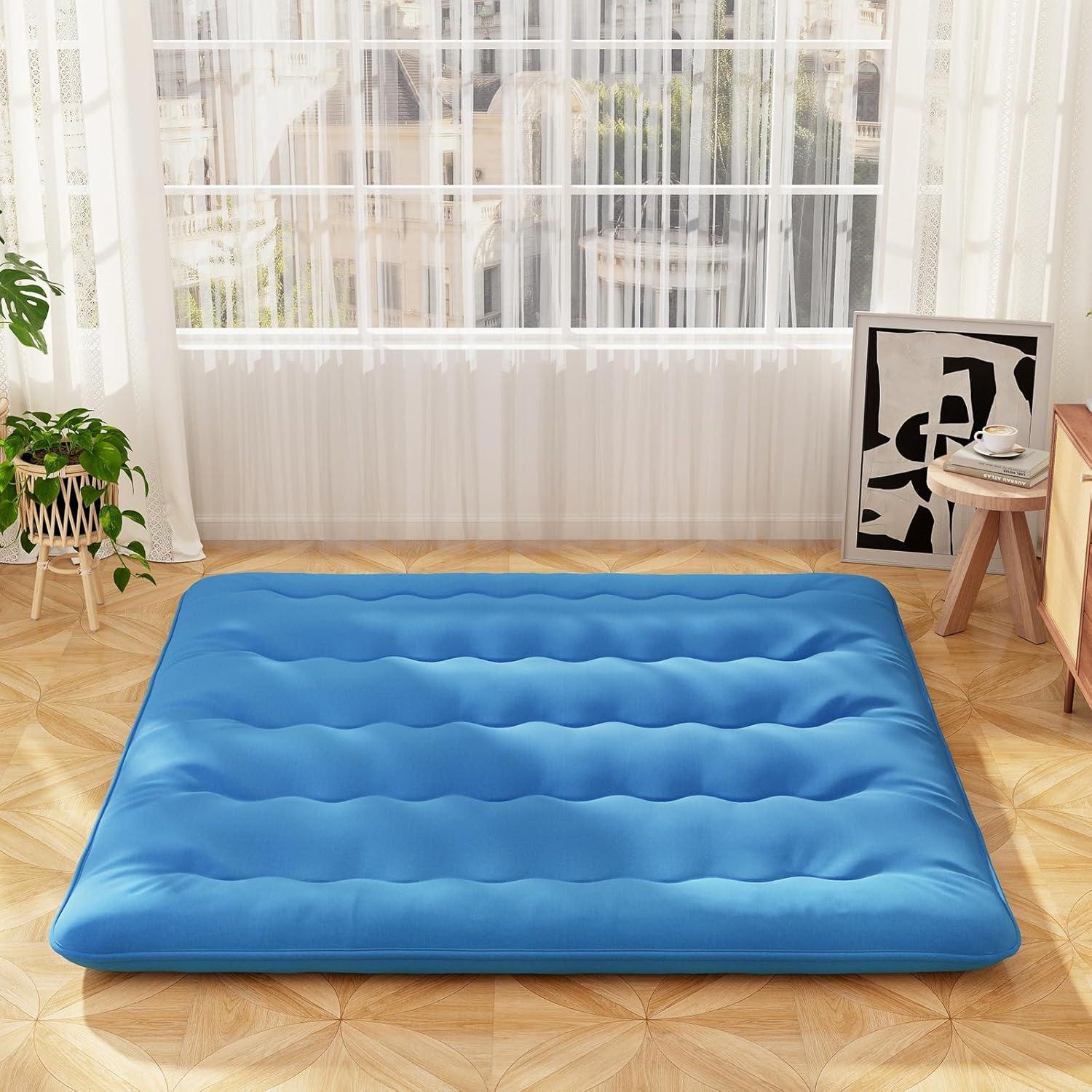 image:imageGiantex Japanese Floor Mattress 4 Inch Futon Mattress wWashable Cover amp Storage Bag Foldable Roll up Mattress Tatami Mat Portable Sleeping Pad for Camping Dormitory QueenNavy