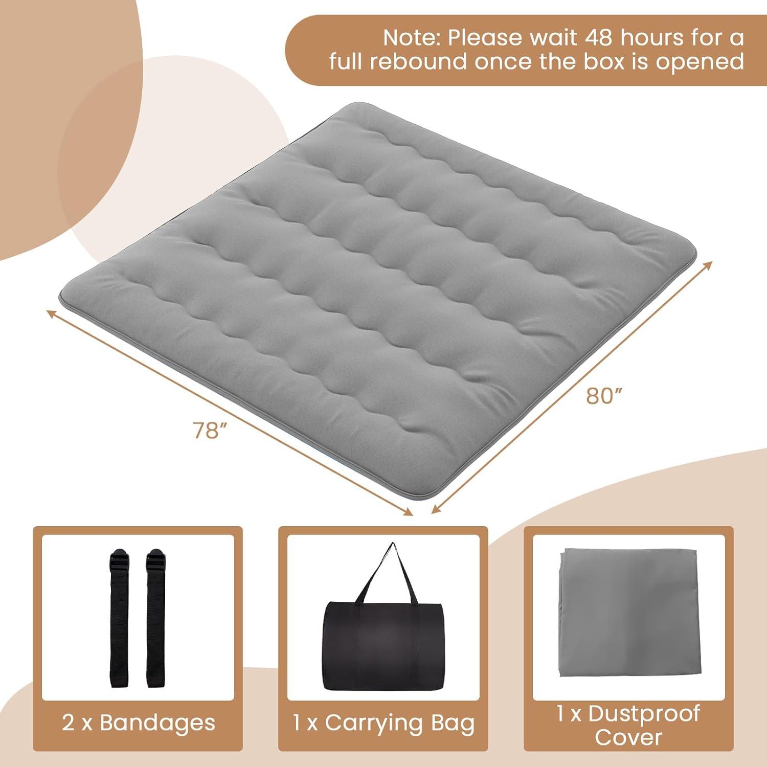 image:imageGiantex Japanese Floor Mattress 4 Inch Futon Mattress wWashable Cover amp Storage Bag Foldable Roll up Mattress Tatami Mat Portable Sleeping Pad for Camping Dormitory QueenGrey