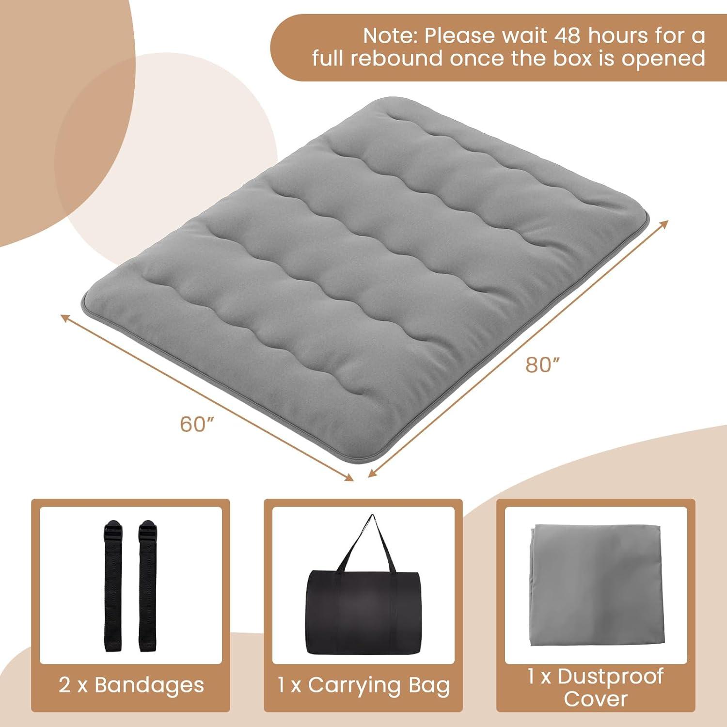 image:imageGiantex Japanese Floor Mattress 4 Inch Futon Mattress wWashable Cover amp Storage Bag Foldable Roll up Mattress Tatami Mat Portable Sleeping Pad for Camping Dormitory QueenGrey