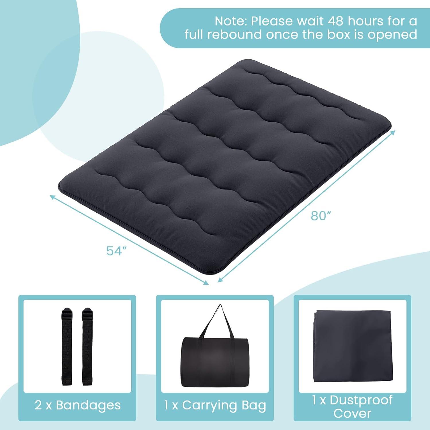 image:imageGiantex Japanese Floor Mattress 4 Inch Futon Mattress wWashable Cover amp Storage Bag Foldable Roll up Mattress Tatami Mat Portable Sleeping Pad for Camping Dormitory QueenBlack