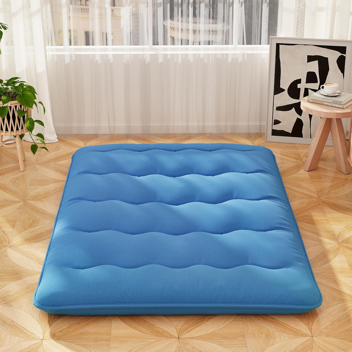 image:imageGiantex Japanese Floor Mattress 4 Inch Futon Mattress wWashable Cover amp Storage Bag Foldable Roll up Mattress Tatami Mat Portable Sleeping Pad for Camping Dormitory QueenNavy