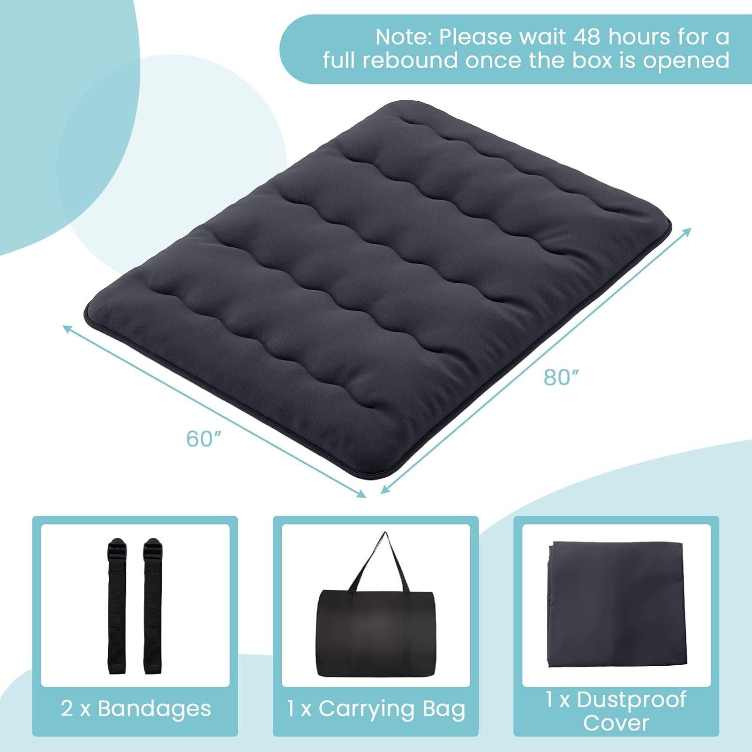image:imageGiantex Japanese Floor Mattress 4 Inch Futon Mattress wWashable Cover amp Storage Bag Foldable Roll up Mattress Tatami Mat Portable Sleeping Pad for Camping Dormitory QueenBlack