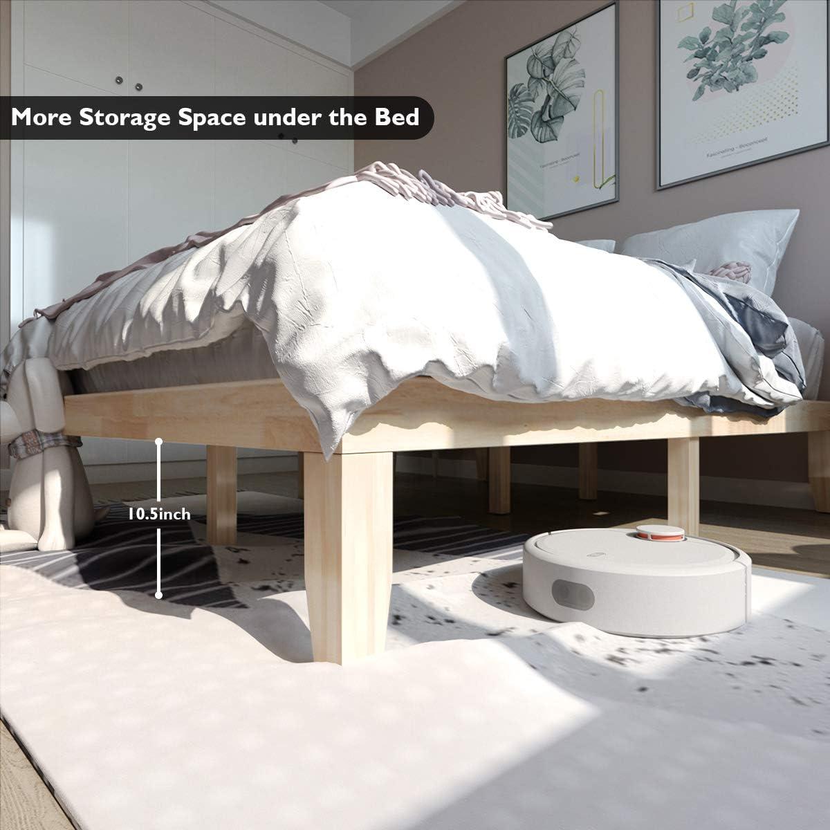 image:imageGiantex King Wood Platform Bed Frame 14 Inch Solid Rubber Wood Mattress Foundation Heavy Duty Wooden Slats Support No Box Spring Needed Easy Assembly NaturalNatural