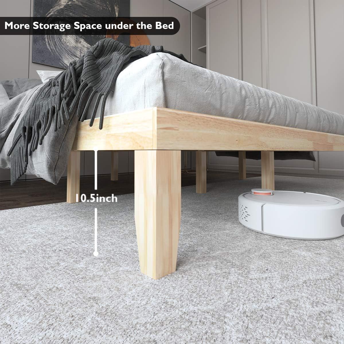 image:imageGiantex King Wood Platform Bed Frame 14 Inch Solid Rubber Wood Mattress Foundation Heavy Duty Wooden Slats Support No Box Spring Needed Easy Assembly NaturalNatural