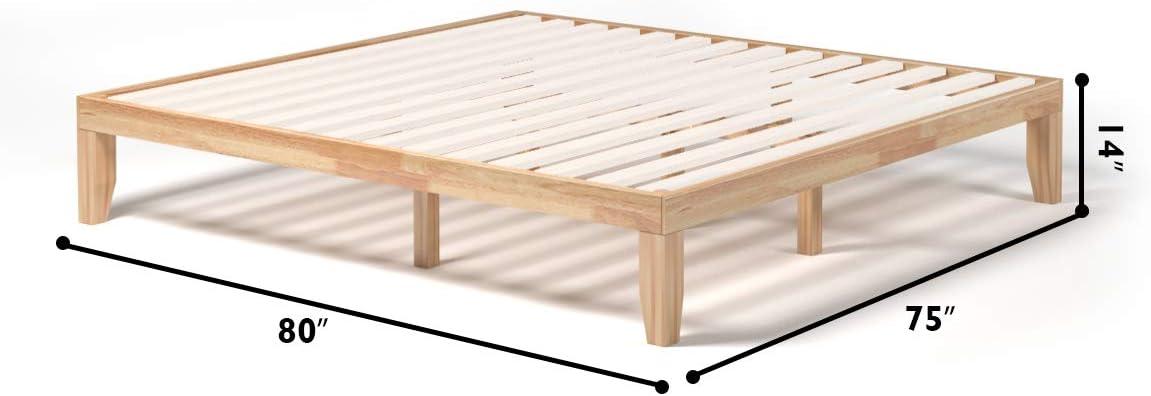 image:imageGiantex King Wood Platform Bed Frame 14 Inch Solid Rubber Wood Mattress Foundation Heavy Duty Wooden Slats Support No Box Spring Needed Easy Assembly NaturalNatural
