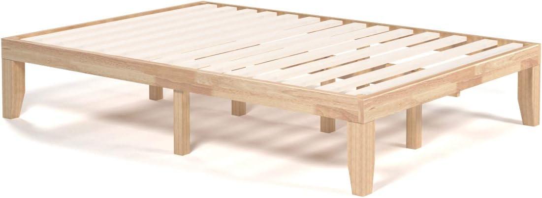 image:imageGiantex King Wood Platform Bed Frame 14 Inch Solid Rubber Wood Mattress Foundation Heavy Duty Wooden Slats Support No Box Spring Needed Easy Assembly NaturalNatural