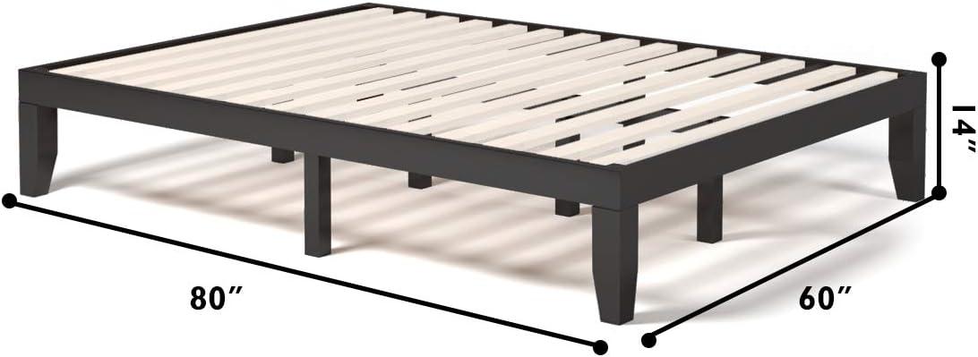 image:imageGiantex King Wood Platform Bed Frame 14 Inch Solid Rubber Wood Mattress Foundation Heavy Duty Wooden Slats Support No Box Spring Needed Easy Assembly NaturalEspresso