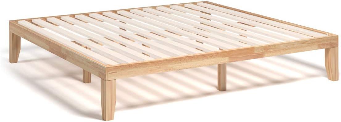 image:imageGiantex King Wood Platform Bed Frame 14 Inch Solid Rubber Wood Mattress Foundation Heavy Duty Wooden Slats Support No Box Spring Needed Easy Assembly NaturalNatural