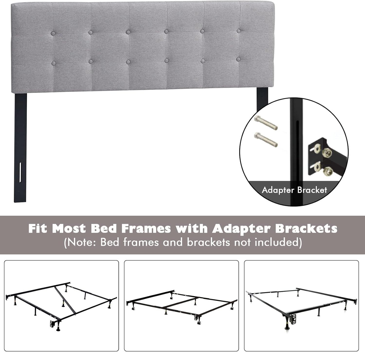 image:imageGiantex Linen Upholstered Headboard Adjustable Width Button Tufted Headboard Only with Solid Wood Legs Attach Frame Modern Headboards for Queen Full Size Bed BeigeGray