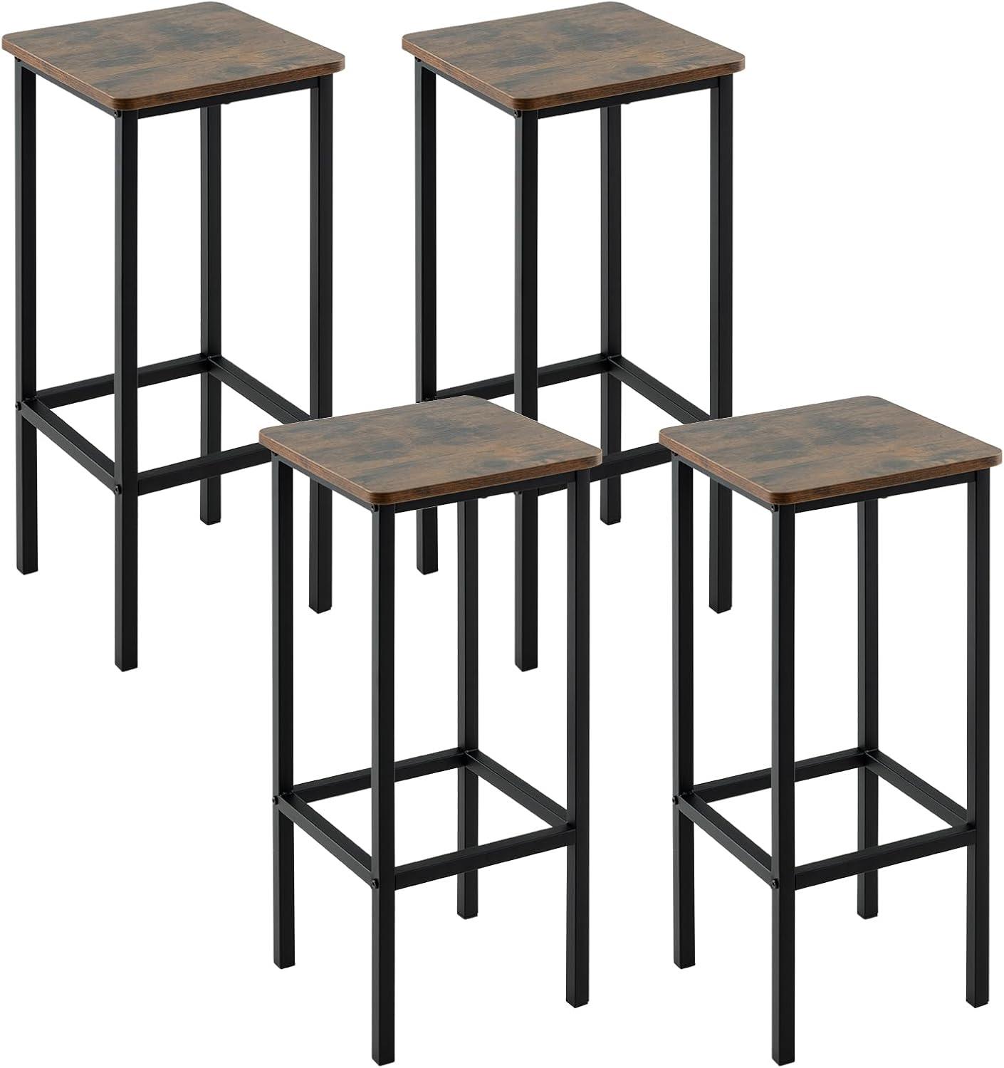 image:imageGiantex Metal Bar Stools Set of 4 26 Backless Barstools with Metal Legs amp Footrest Breakfast Bar Dining Chairs Industrial Counter Height Stools for Kitchen Island Home Bar Dining Room GreyRustic Brown