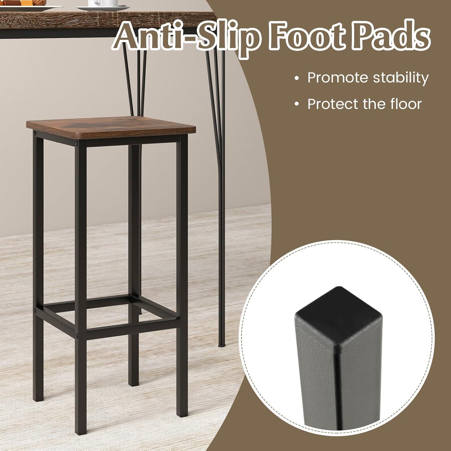 image:imageGiantex Metal Bar Stools Set of 4 26 Backless Barstools with Metal Legs amp Footrest Breakfast Bar Dining Chairs Industrial Counter Height Stools for Kitchen Island Home Bar Dining Room GreyRustic Brown