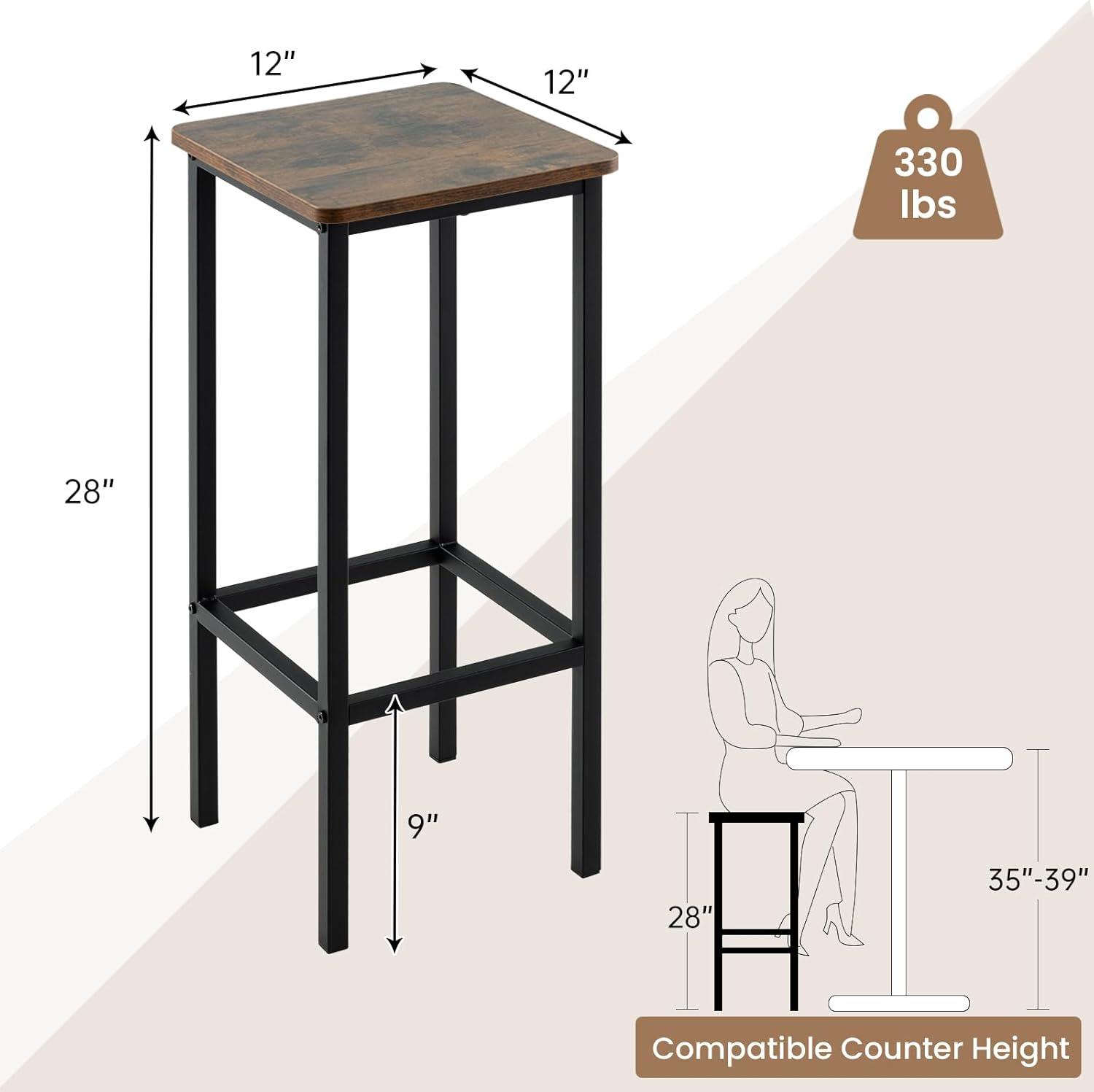 image:imageGiantex Metal Bar Stools Set of 4 26 Backless Barstools with Metal Legs amp Footrest Breakfast Bar Dining Chairs Industrial Counter Height Stools for Kitchen Island Home Bar Dining Room GreyRustic Brown