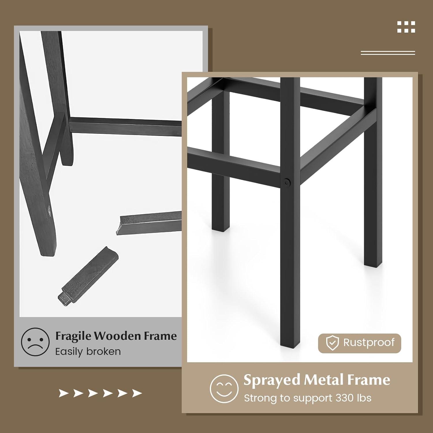 image:imageGiantex Metal Bar Stools Set of 4 26 Backless Barstools with Metal Legs amp Footrest Breakfast Bar Dining Chairs Industrial Counter Height Stools for Kitchen Island Home Bar Dining Room GreyRustic Brown