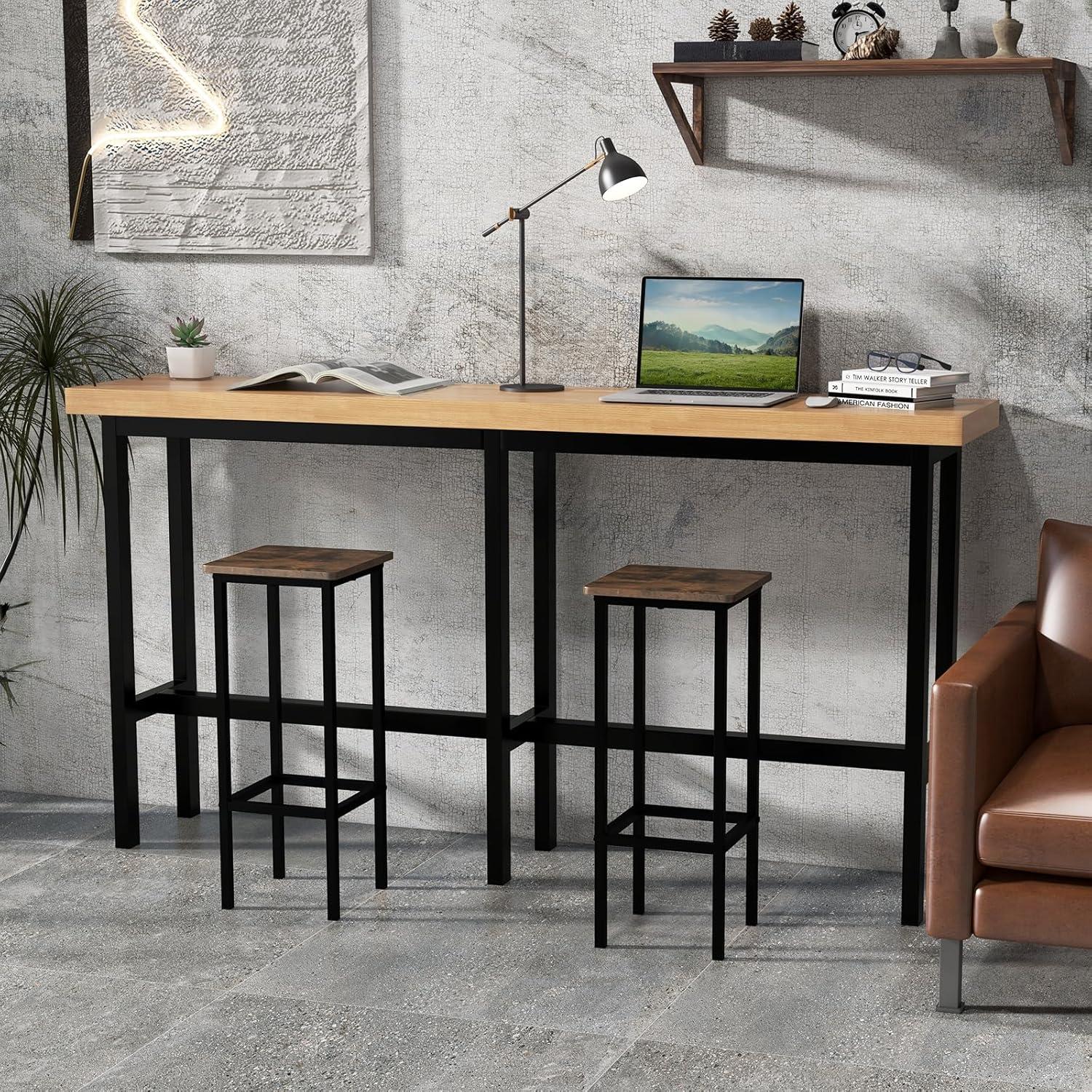 image:imageGiantex Metal Bar Stools Set of 4 26 Backless Barstools with Metal Legs amp Footrest Breakfast Bar Dining Chairs Industrial Counter Height Stools for Kitchen Island Home Bar Dining Room GreyRustic Brown