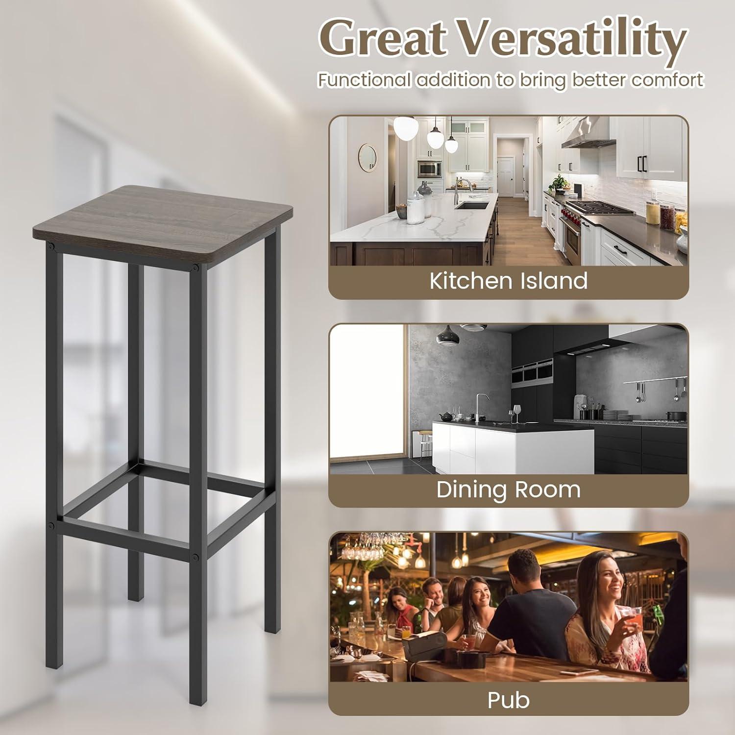 image:imageGiantex Metal Bar Stools Set of 4 26 Backless Barstools with Metal Legs amp Footrest Breakfast Bar Dining Chairs Industrial Counter Height Stools for Kitchen Island Home Bar Dining Room GreyGrey
