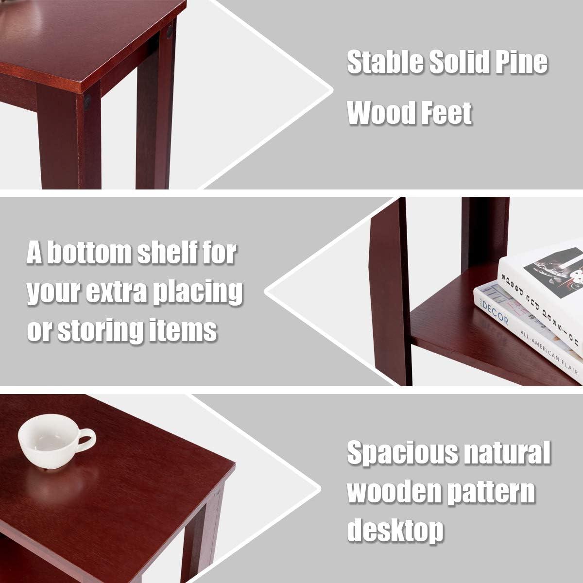 image:imageGiantex Narrow End Table 2Tier Side Table with Open Storage Shelf Retro Wood Sofa Table Bedside Tables for Small Spaces Slim Nightstand for Living Room Bedroom Easy Assembly WalnutMahogany
