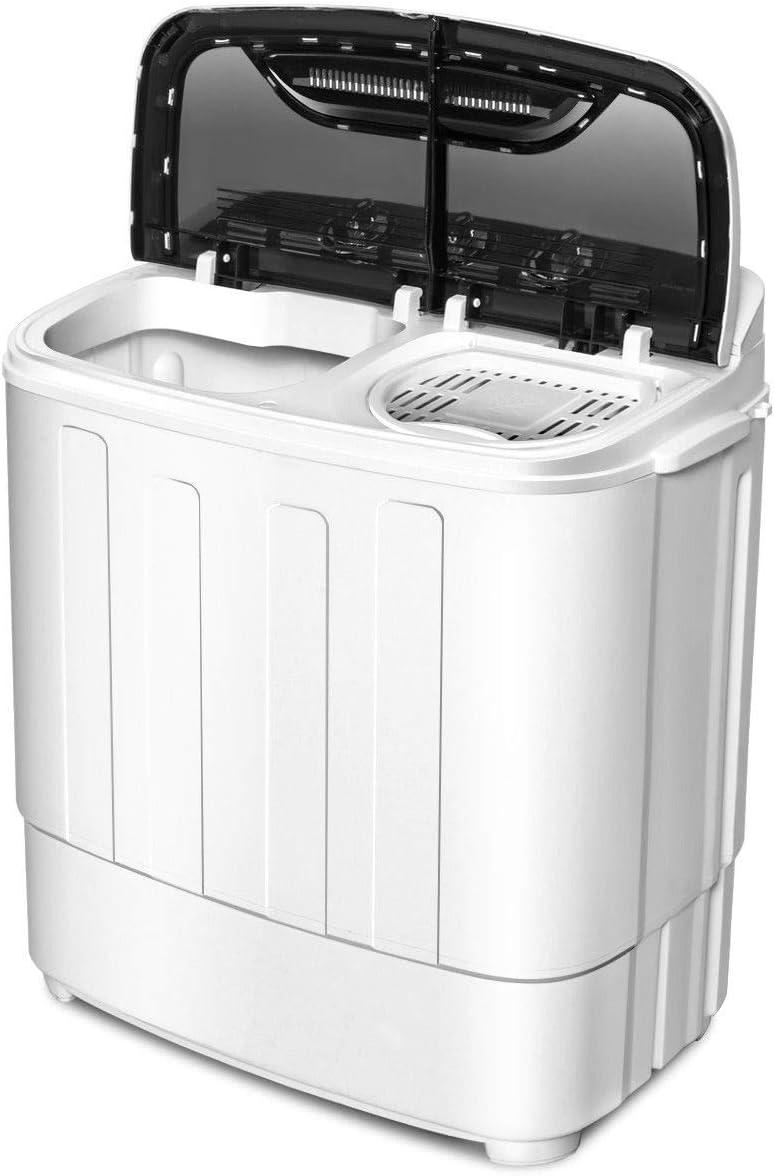 image:imageGiantex Portable Compact 13 Lbs Mini Twin Tub Washing Machine Washer Spin Dryer BlackampWhiteBlackWhite