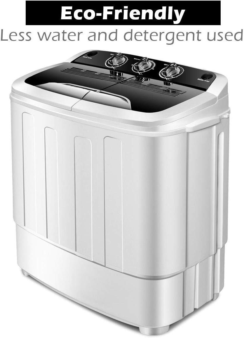 image:imageGiantex Portable Compact 13 Lbs Mini Twin Tub Washing Machine Washer Spin Dryer BlackampWhiteBlackWhite