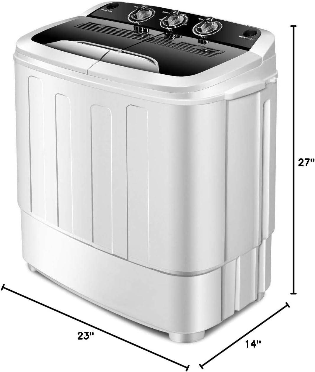 image:imageGiantex Portable Compact 13 Lbs Mini Twin Tub Washing Machine Washer Spin Dryer BlackampWhiteBlackWhite