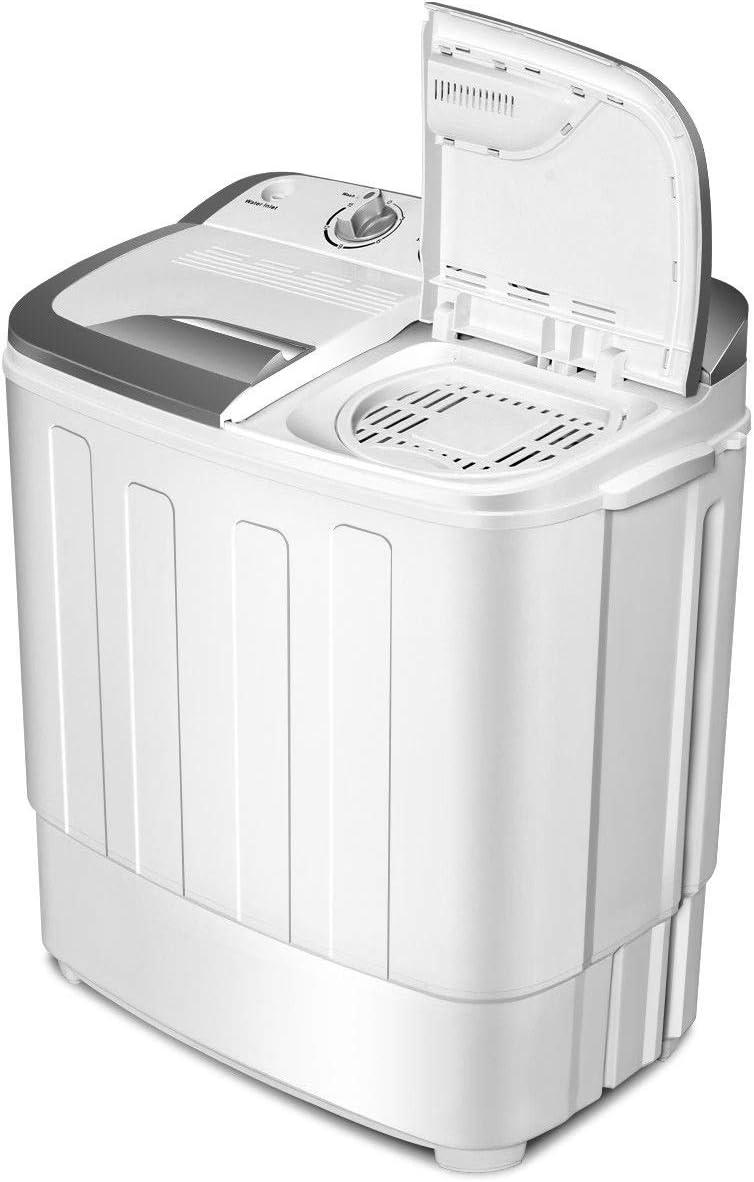 image:imageGiantex Portable Compact 13 Lbs Mini Twin Tub Washing Machine Washer Spin Dryer BlackampWhiteGrayWhite