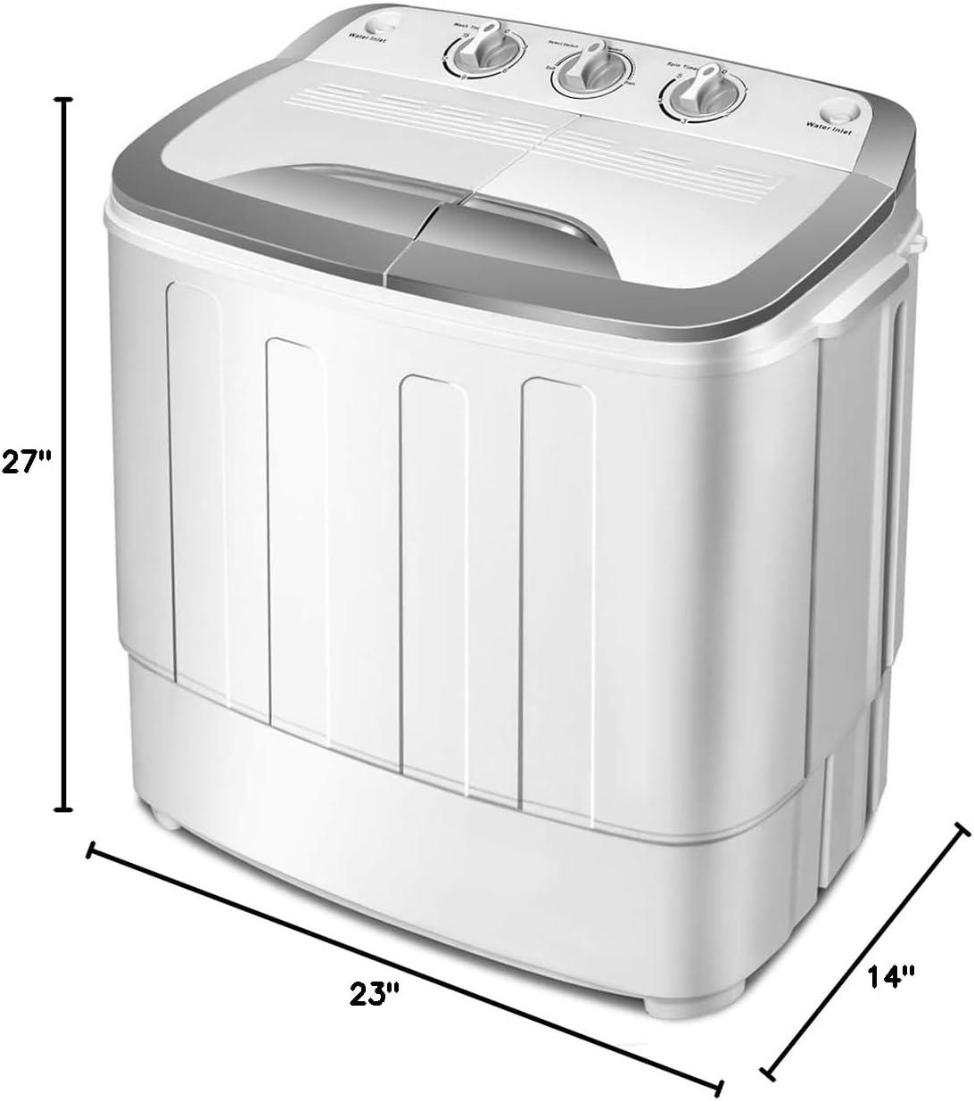 image:imageGiantex Portable Compact 13 Lbs Mini Twin Tub Washing Machine Washer Spin Dryer BlackampWhiteGrayWhite