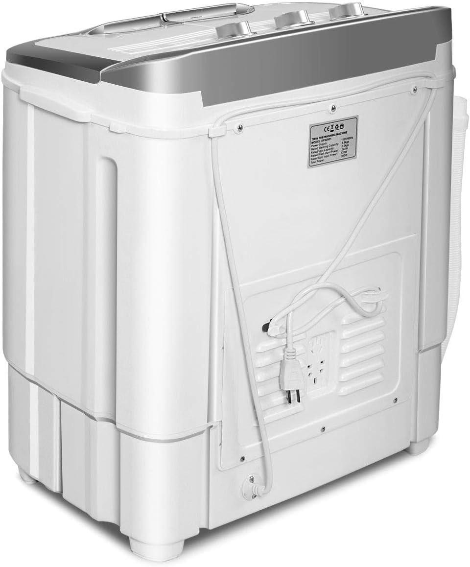 image:imageGiantex Portable Compact 13 Lbs Mini Twin Tub Washing Machine Washer Spin Dryer BlackampWhiteGrayWhite