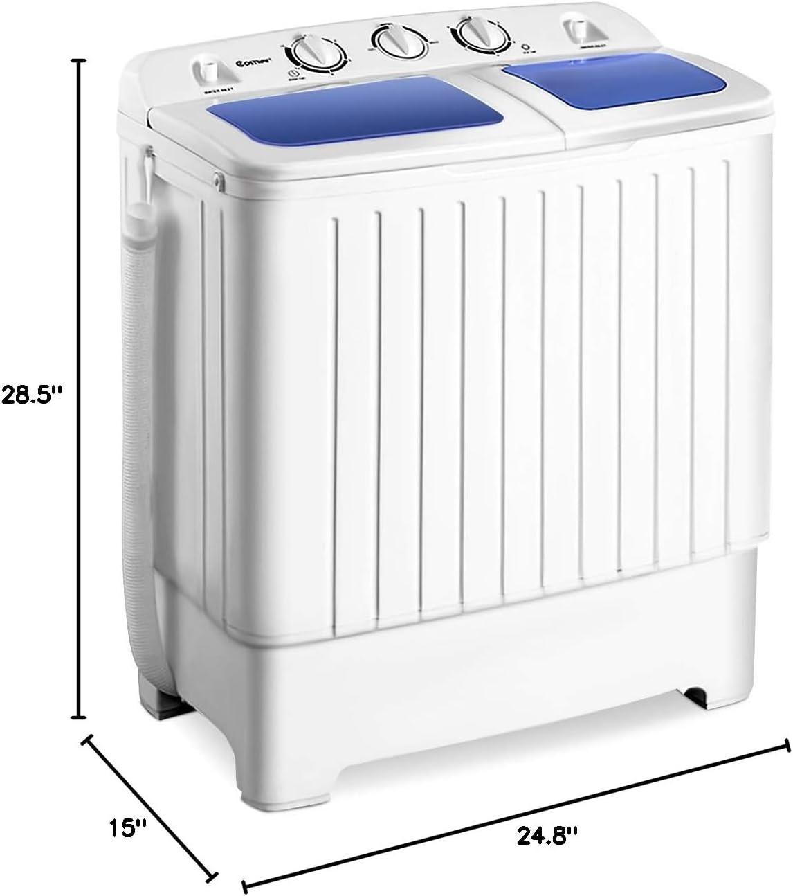 image:imageGiantex Portable Mini Compact Twin Tub Washing Machine 20lbs Washer Spain Spinner Portable Washing Machine Blue WhiteWhite Blue