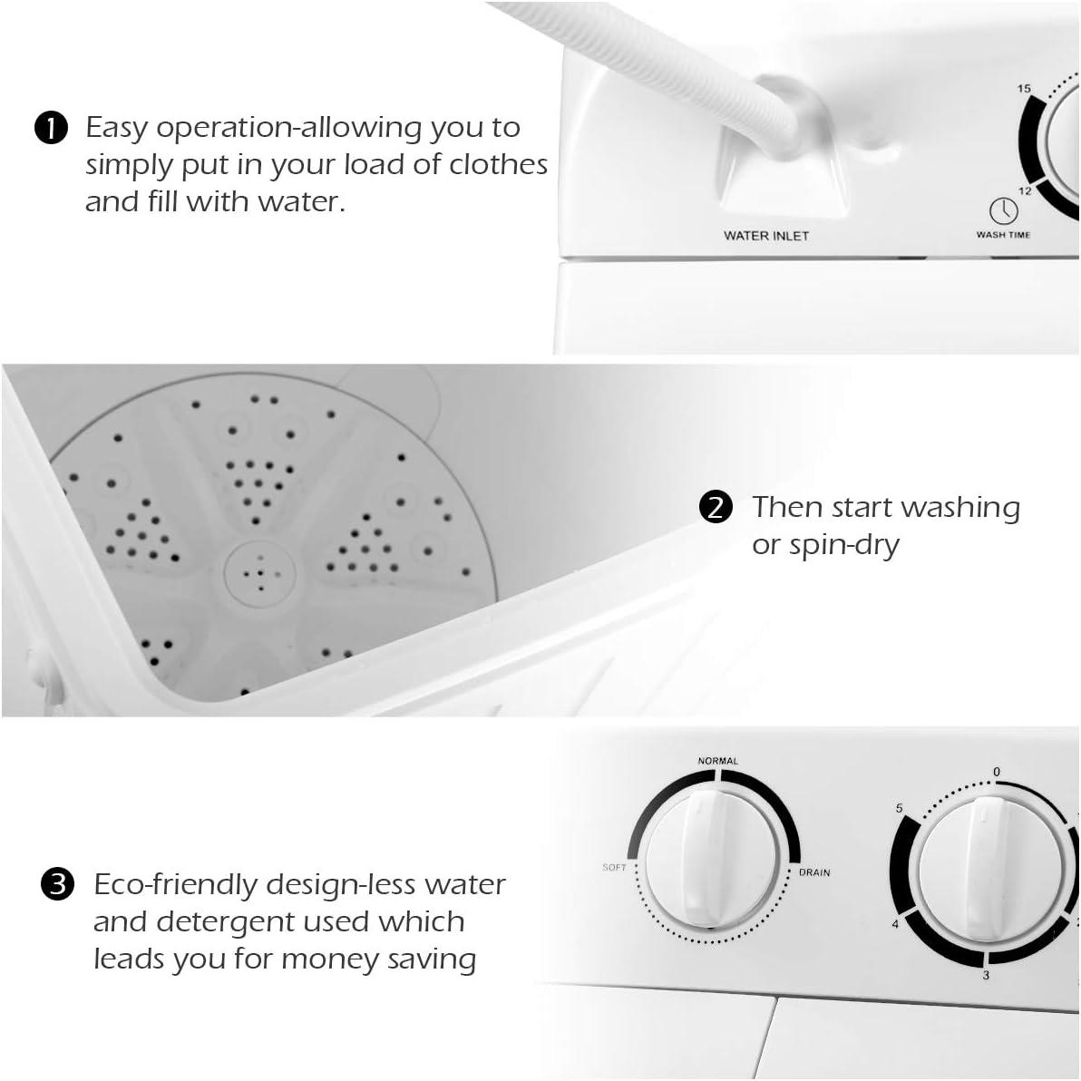 image:imageGiantex Portable Mini Compact Twin Tub Washing Machine 20lbs Washer Spain Spinner Portable Washing Machine Blue WhiteWhite Blue