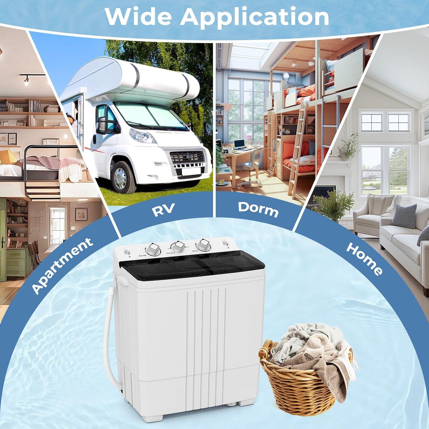 image:imageGiantex Portable Washing Machine 20lbs Capacity 12lbs Washer and 8lbs Spinner Compact for Apartment RV Gray amp White GX20313PEBlackWhite