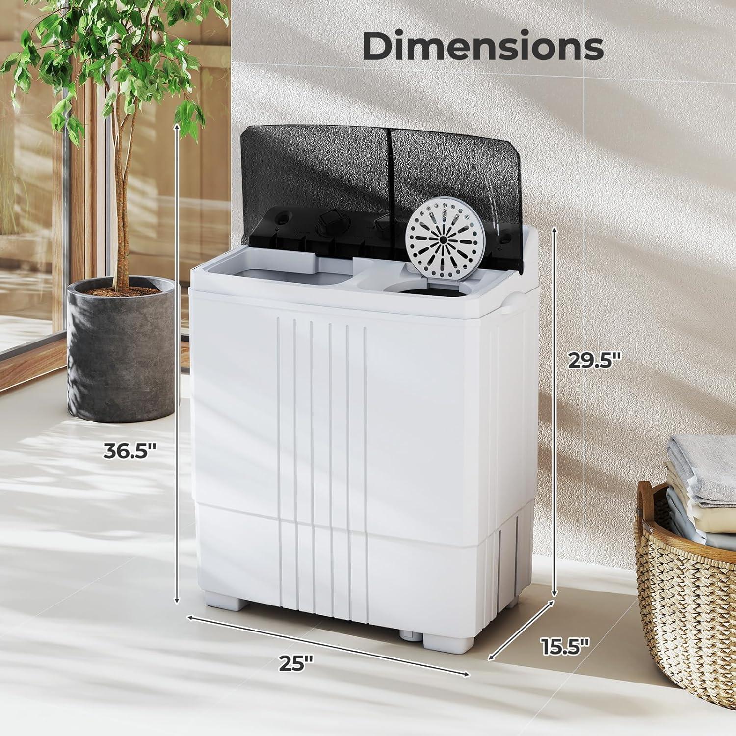 image:imageGiantex Portable Washing Machine 20lbs Capacity 12lbs Washer and 8lbs Spinner Compact for Apartment RV Gray amp White GX20313PEBlackWhite