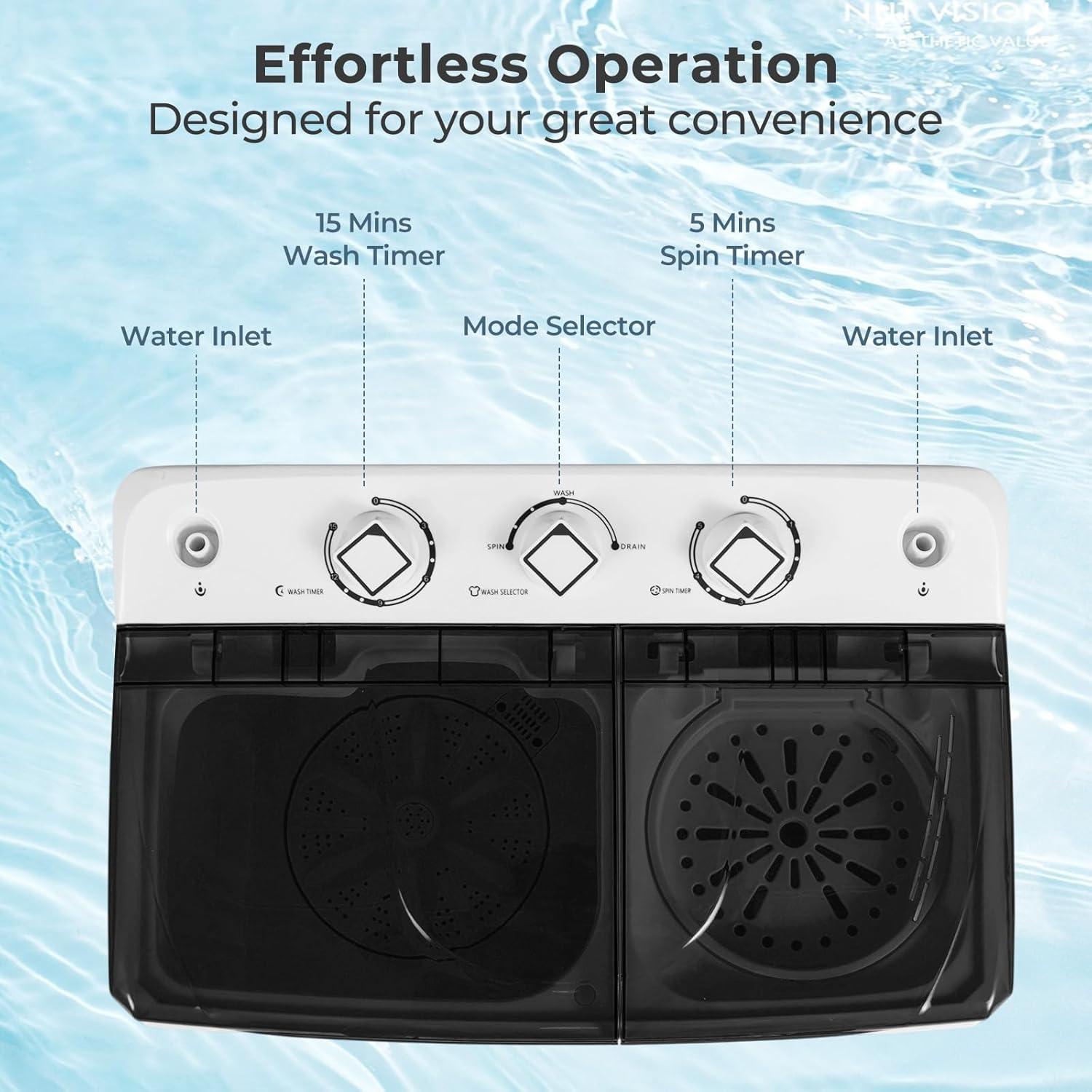image:imageGiantex Portable Washing Machine 20lbs Capacity 12lbs Washer and 8lbs Spinner Compact for Apartment RV Gray amp White GX20313PEBlackWhite