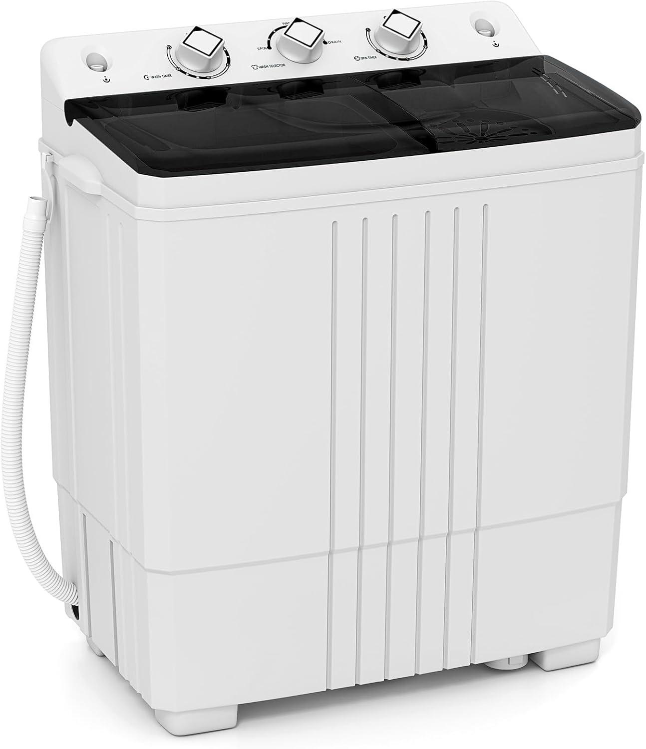 image:imageGiantex Portable Washing Machine 20lbs Capacity 12lbs Washer and 8lbs Spinner Compact for Apartment RV Gray amp White GX20313PEBlackWhite