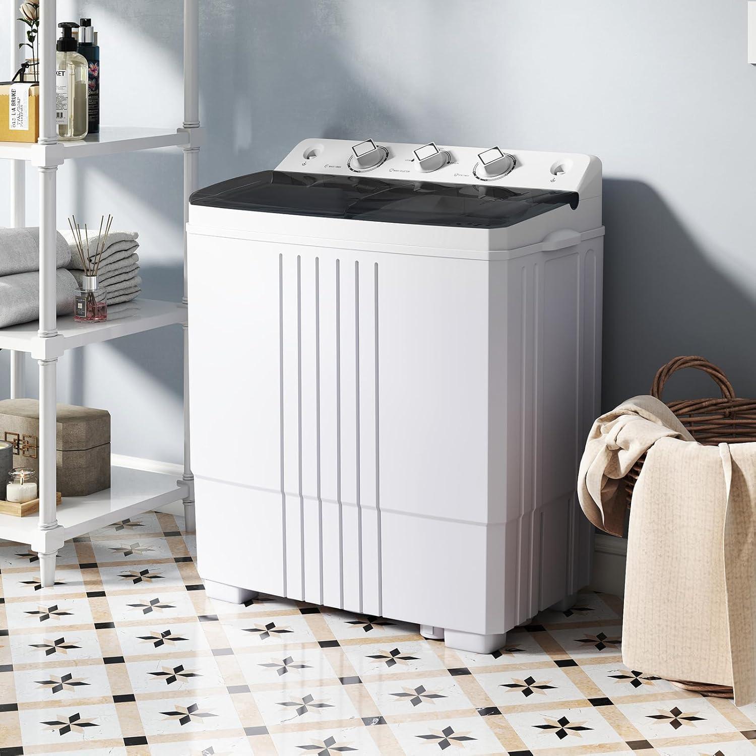 image:imageGiantex Portable Washing Machine 20lbs Capacity 12lbs Washer and 8lbs Spinner Compact for Apartment RV Gray amp White GX20313PEBlackWhite