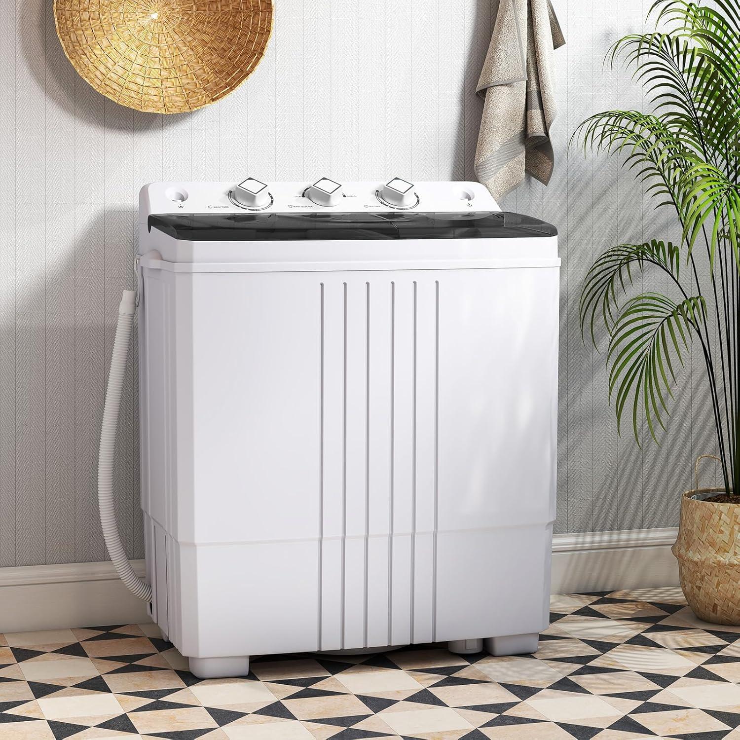 image:imageGiantex Portable Washing Machine 20lbs Capacity 12lbs Washer and 8lbs Spinner Compact for Apartment RV Gray amp White GX20313PEBlackWhite
