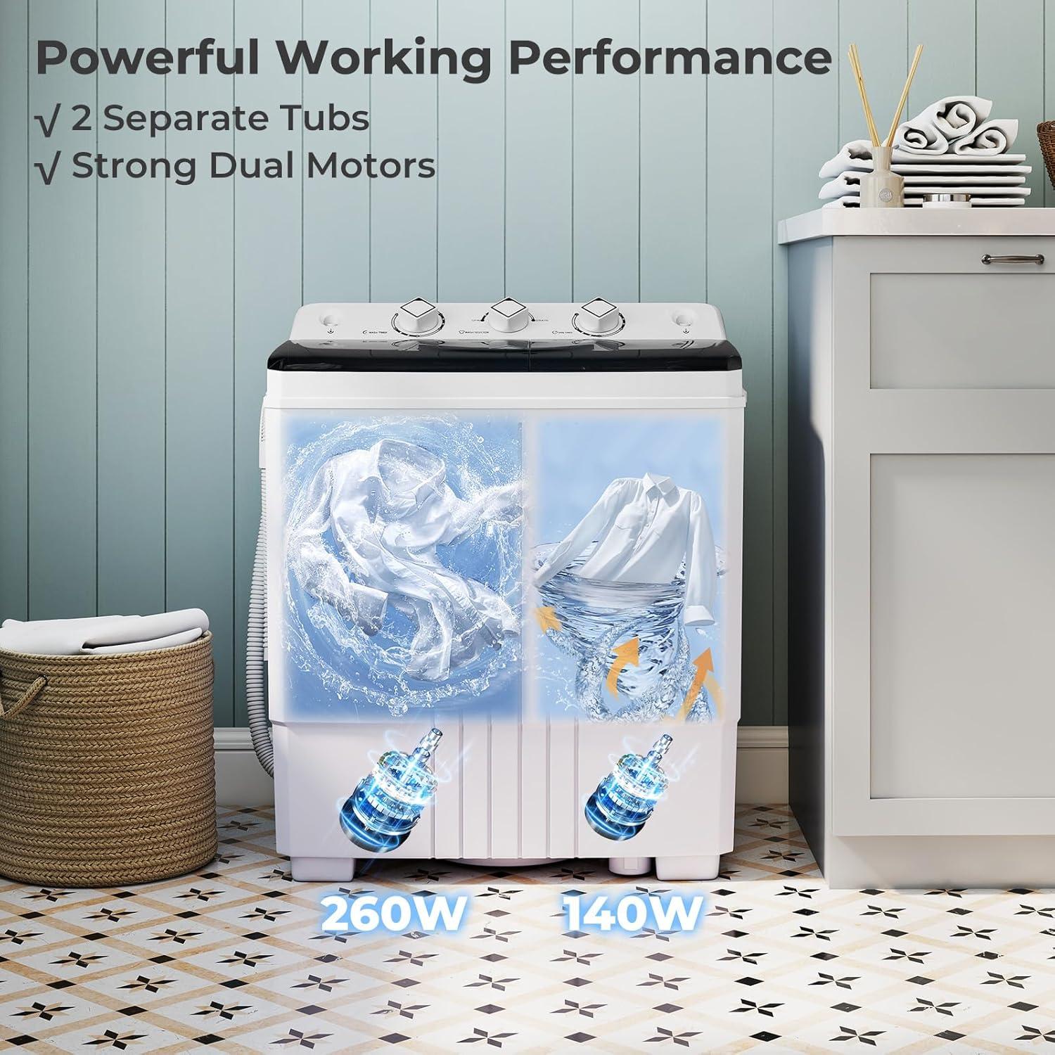 image:imageGiantex Portable Washing Machine 20lbs Capacity 12lbs Washer and 8lbs Spinner Compact for Apartment RV Gray amp White GX20313PEBlackWhite