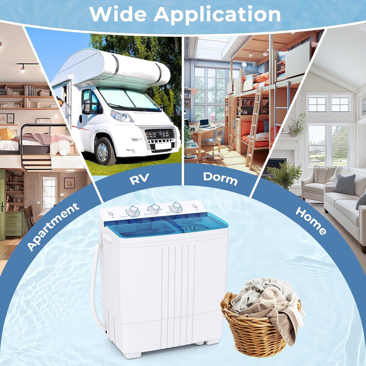 image:imageGiantex Portable Washing Machine 20lbs Capacity 12lbs Washer and 8lbs Spinner Compact for Apartment RV Gray amp White GX20313PEBlueWhite