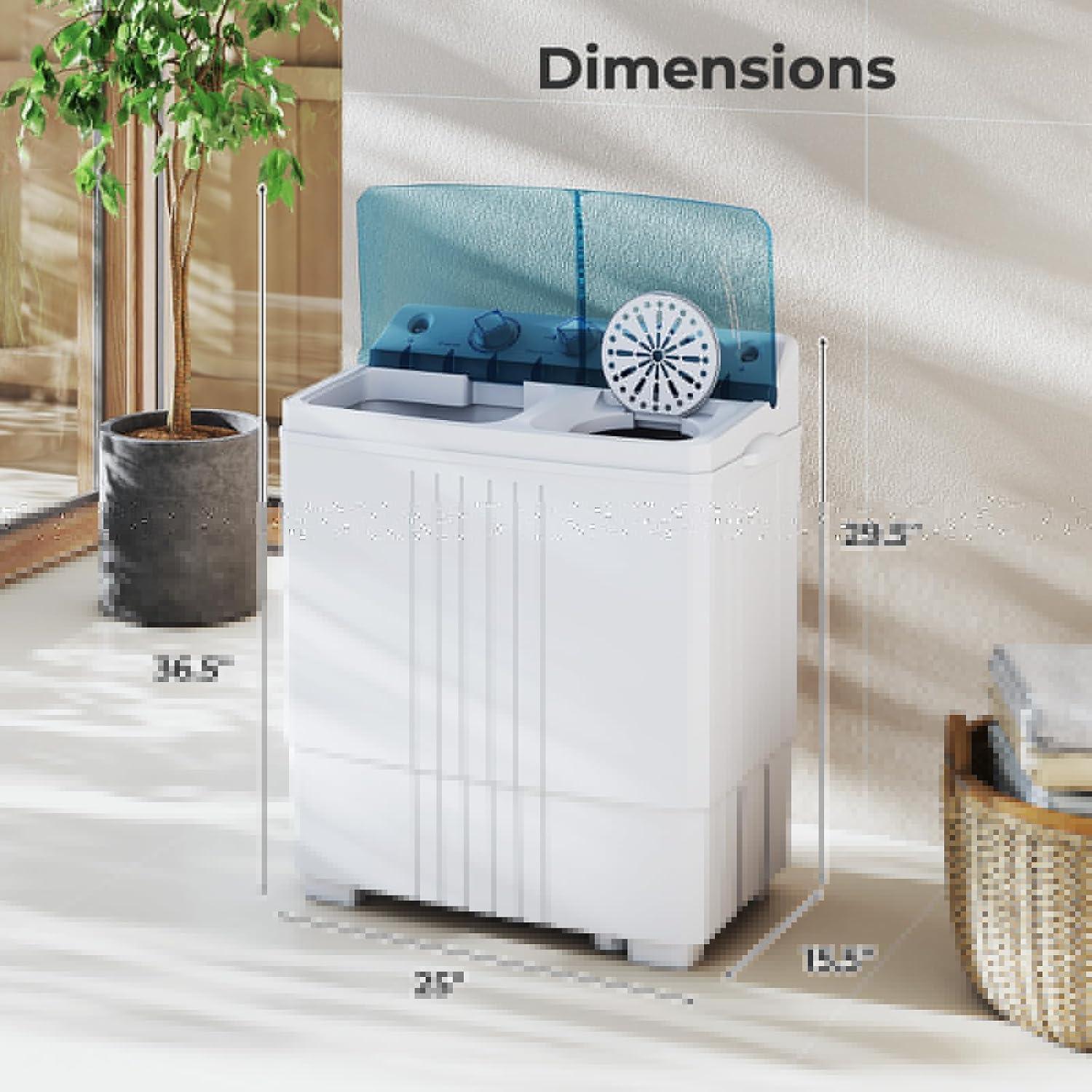 image:imageGiantex Portable Washing Machine 20lbs Capacity 12lbs Washer and 8lbs Spinner Compact for Apartment RV Gray amp White GX20313PEBlueWhite