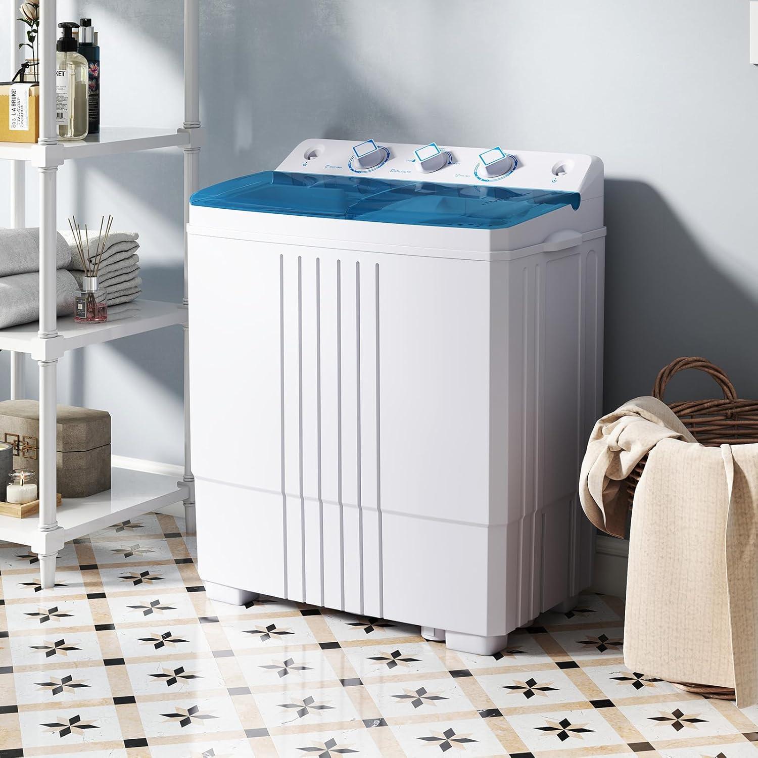 image:imageGiantex Portable Washing Machine 20lbs Capacity 12lbs Washer and 8lbs Spinner Compact for Apartment RV Gray amp White GX20313PEBlueWhite