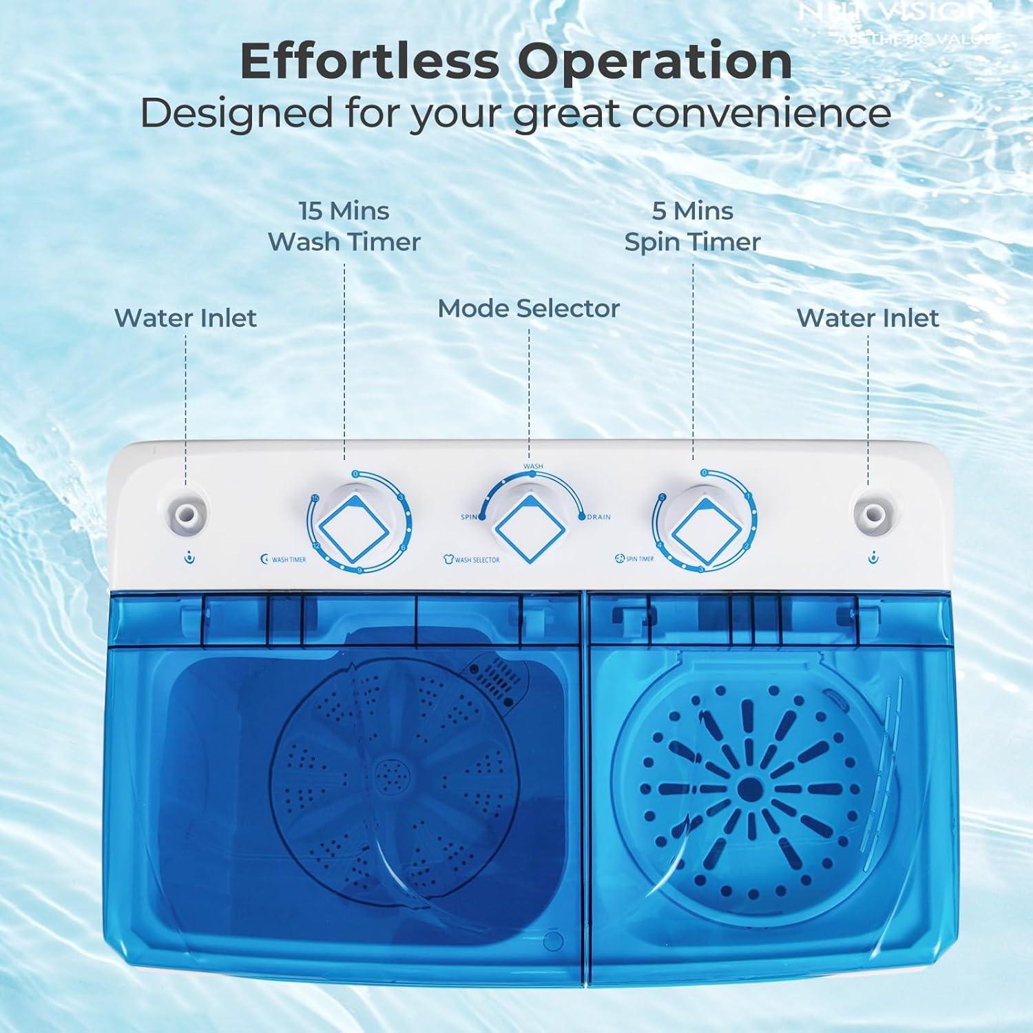 image:imageGiantex Portable Washing Machine 20lbs Capacity 12lbs Washer and 8lbs Spinner Compact for Apartment RV Gray amp White GX20313PEBlueWhite