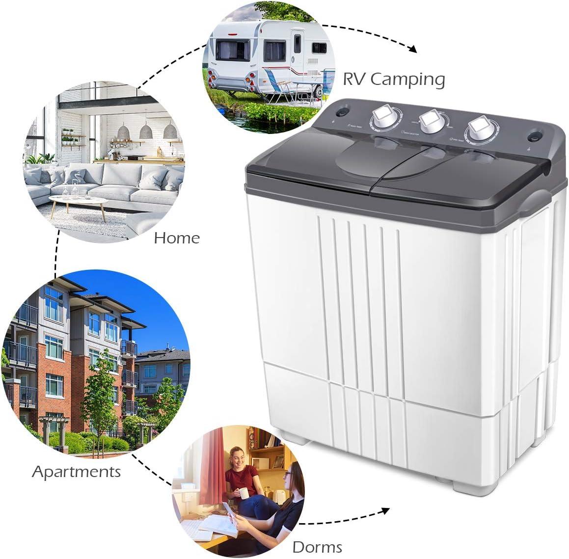 image:imageGiantex Portable Washing Machine 20lbs Capacity 12lbs Washer and 8lbs Spinner Compact for Apartment RV Gray amp White GX20313PEGreyWhite
